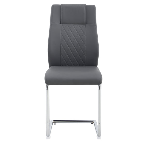 English Elm Modern Chic Dining Chairs with Faux Leather Padded Seat, High-Density Foam Comfort & Metal Legs Set Grey 24.8 L x 22.83 W x 17.32 H W1512P395373