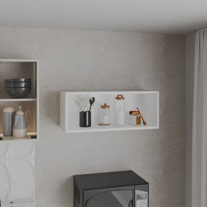 English Elm Wall Engineered Wood Cabinet with Single Door and Two Shelves for Kitchen Storage, Modern Durable Design White 31.1 L x 14.17 W x 4.33 H B097P250899