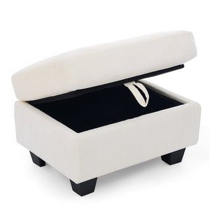 English Elm Single Chenille Manual Recliner with Usb Port Hidden Storage Ottoman and Cup Holders Beige W487P423650