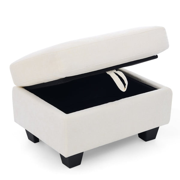English Elm Single Chenille Manual Recliner with Usb Port Hidden Storage Ottoman and Cup Holders Beige W487P423650