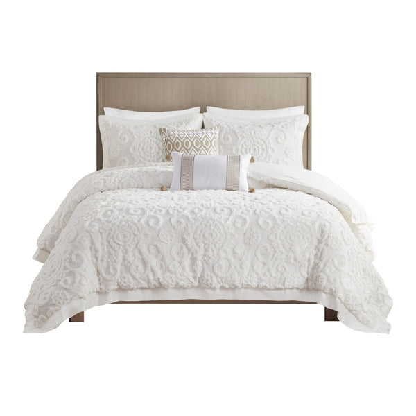 English Elm Duvet Suzanna Tufted Medallion Full/Queen Duvet Cover Set 100% Cotton OEKO-TEX Certified Comfort Ivory 17.32 L x 15.35 W x 6.69 H B03595773