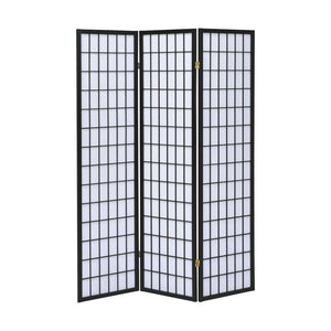 English Elm 3-Panel Folding Shoji Screen Room Divider with Brown Wood Frame for Privacy, Decorative Accent, 72" Black B016P370025