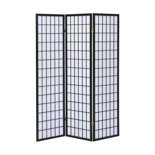 English Elm 3-Panel Folding Shoji Screen Room Divider with Brown Wood Frame for Privacy, Decorative Accent, 72" Black B016P370025