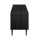 Noah 70" Mid-Century Modern TV Stand - Sleek Black Storage Console with Adjustable Shelves & Cubbies