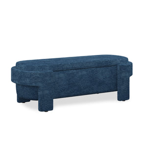 English Elm Linen Upholstered Storage Bench with High-Density Foam Seat, Spacious Hidden Compartment, 51.5" Dark Blue W487P271397