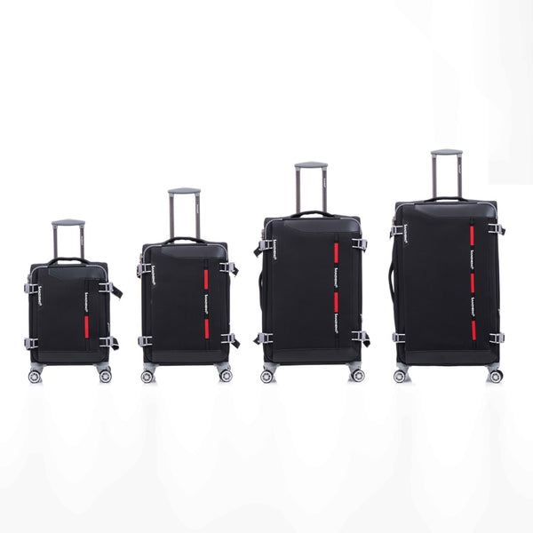 English Elm Softside Expandable Spinner Luggage Set Four Piece Lightweight Travel Collection Black T3292P343396