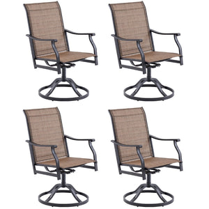 English Elm Outdoor Swivel Patio Dining Chairs Textilene Woven Set for Backyard Entertaining T3623P433697