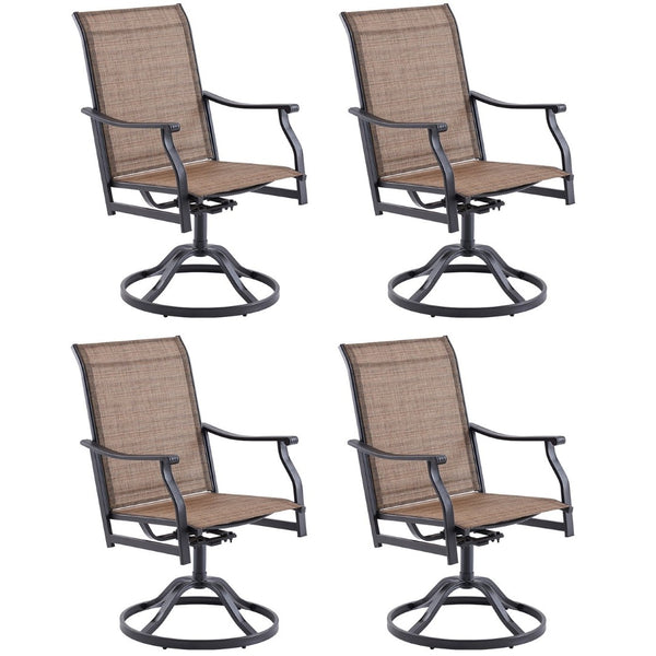 English Elm Outdoor Swivel Patio Dining Chairs Textilene Woven Set for Backyard Entertaining T3623P433697