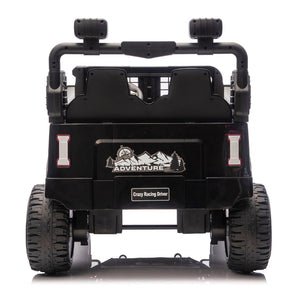 English Elm 24v Dual Motor Two Seat Kids Electric Ride on Car with Remote Control and Bluetooth Audio Black W1578P305897