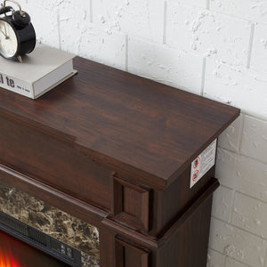 English Elm Electric Fireplace With Remote Control - Realistic 3D Flame & Stacked Stone Mantel, Cherry Finish W1758S00032