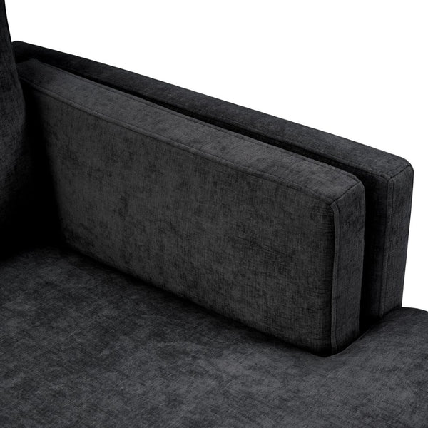 English Elm Swivel Barrel Accent Chair Chenille Tufted Round Club Seat for Living Room Lounge Black N719S002310B
