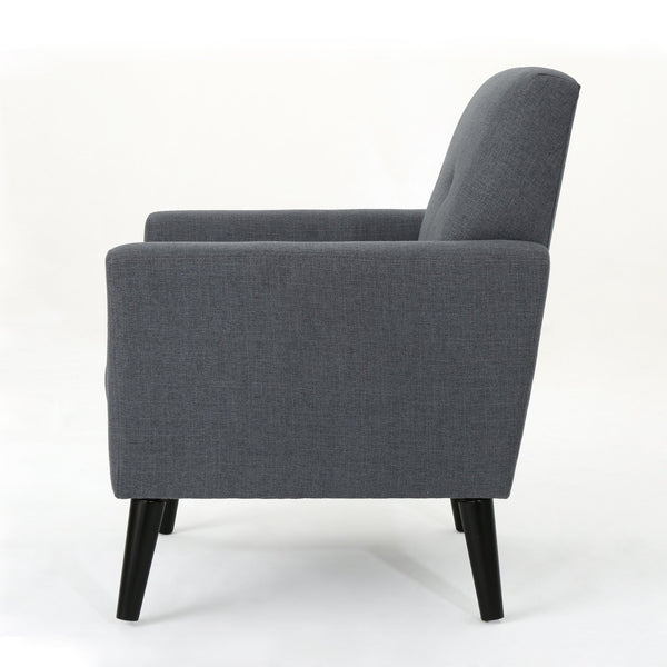English Elm Christopher Knight Home® - CLUB Vintage-Inspired Fabric Club Chair with Nailhead Trim & Scroll Arms, Birch Legs, Contemporary Comfort DARK GREY 31.5 L x 27.75 W x 18.5 H 60848.00DGY