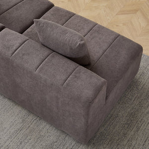 English Elm Chenille Semi Circular Modular Sectional Sofa with Sculptural Curved Silhouette and Four Pillows W834S00616