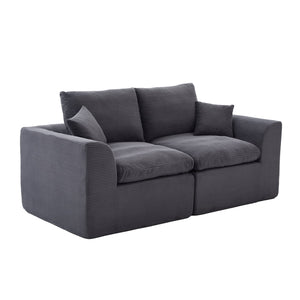 English Elm UNITED Cloud Couch Modular Sectional Sofa with Corduroy Cover, Ergonomic 2-Seater, No Assembly Needed Dark Gray W1568P371127