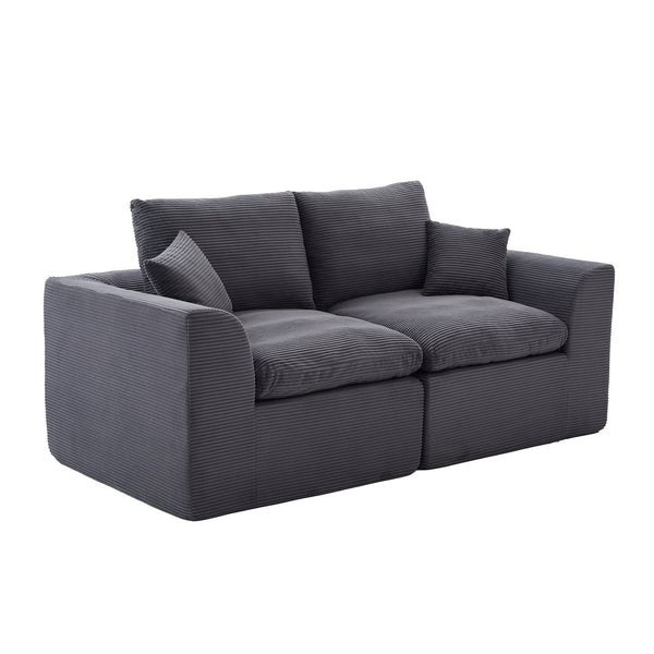 English Elm UNITED Cloud Couch Modular Sectional Sofa with Corduroy Cover, Ergonomic 2-Seater, No Assembly Needed Dark Gray W1568P371127