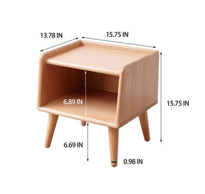 English Elm Pure Solid Wood Nightstand 0.4m — European Beech Compact Nordic Bedside Cabinet with Open Shelf, Rounded Edges for Safety and Cable Management W1283P242655