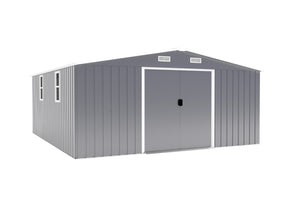 English Elm Campcraft 10x12 Ft Steel Outdoor Storage Shed with Daylight Windows and Weather Resistant Build Dark Gray W1598S00031