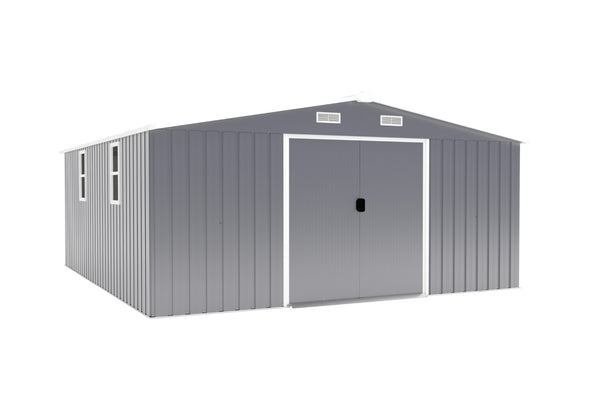 English Elm Campcraft 10x12 Ft Steel Outdoor Storage Shed with Daylight Windows and Weather Resistant Build Dark Gray W1598S00031