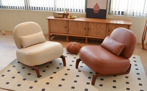 English Elm Cute Faux Leather Armless Accent Chair Solid Wood Legs Cushioned Seat Modern Brown W2105P440978