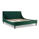 English Elm Aspen Vertical Tufted Modern Headboard Platform Bed Set, California King, Evergreen Velvet