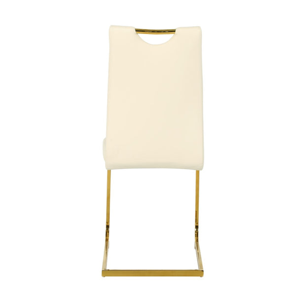 English Elm Modern Pu Leather Dining Chairs with Gold Legs Cushioned Seat for Kitchen or Bedroom W210P371641