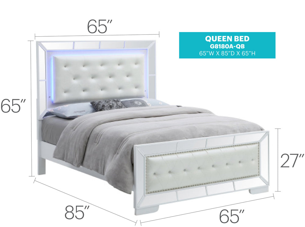 English Elm Elegant Silver Champagne Contemporary Bed with White Particle Board, 64"H x 65"W x 92"D, Sturdy Modern Design B078S00468