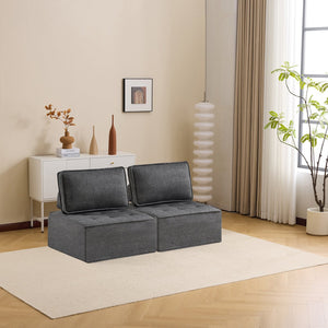 English Elm The dark gray modular linen sofa with solid wood frame — customizable, durable, Nordic style, perfect for small spaces W3612P395723