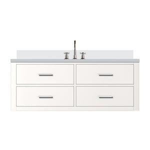 English Elm White Elegant Single Sink Vanity 48" W X 22" D, Cultured Marble Top & Chrome Faucet Set Included B2731P258021-GIGA