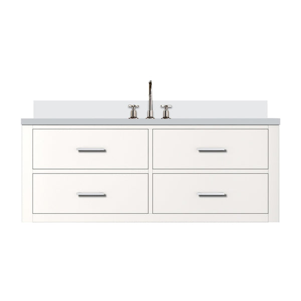 English Elm White Elegant Single Sink Vanity 48" W X 22" D, Cultured Marble Top & Chrome Faucet Set Included B2731P258021-GIGA