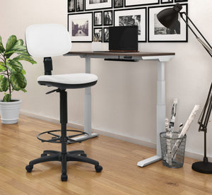 OSP Home Furnishings Sculptured Ergonomic Drafting Chair with Vinyl Upholstery for Studio and Lab Workspaces Dillon Snow DC517V-R101