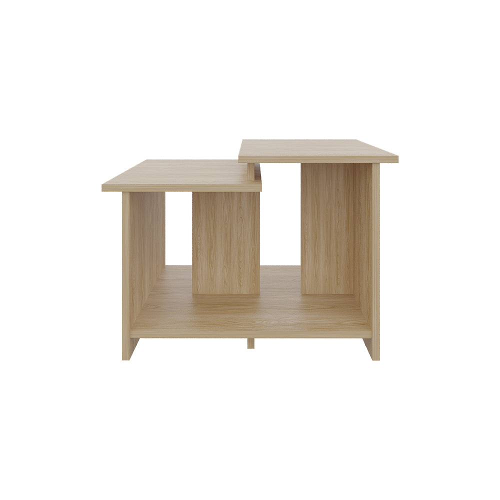 English Elm Sedalia Light Pine Coffee Table with Sleek White Finish, 2 Storage Compartments for Living Room Decor B092P269936