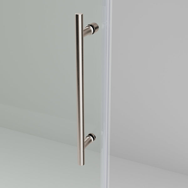 English Elm 56-60"W Frameless Sliding Shower Door with 5/16" Tempered Glass, Smooth Whisper-Quiet Rollers, Easy-Clean Coating Brushed Nickel W1865S00163