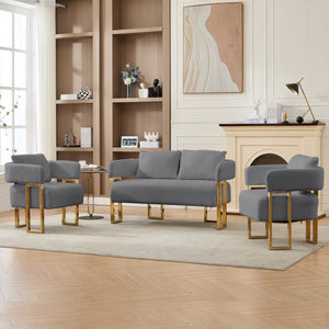 English Elm Ts Velvet Accent Chair with Gold Metal Legs Glam Art Deco Style for Living Room W2311S00007