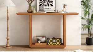 English Elm Mirod Acacia Veneer Console Table with U-base and Curved Edges for Entryway Brown N760P237958D