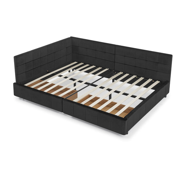 English Elm Full Size Upholstered Tufted Bed Frame - Stylish Velvet Sofa Bed With Armrests & Backrest Comfort W487S00309