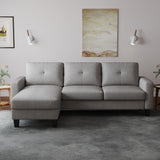 English Elm Living Room Furniture With Polyestr Fabric L Shape Couch Corner Sofa For Small Space Grey