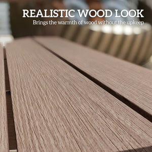 English Elm Lawn Curved Hdpe Outdoor Bench Wood Grain Slatted Two Person Patio Seating Brown T3971P475981