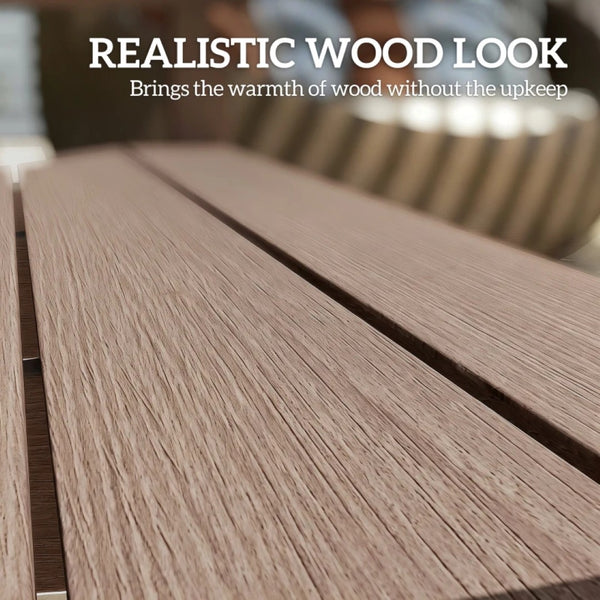 English Elm Lawn Curved Hdpe Outdoor Bench Wood Grain Slatted Two Person Patio Seating Brown T3971P475981