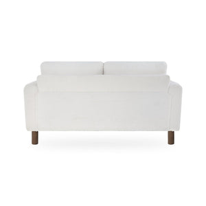 English Elm Comfy Mid-century Modern Loveseat with Walnut Legs Teddy Fabric 2-seat Small Space Sofa White W2308P463600
