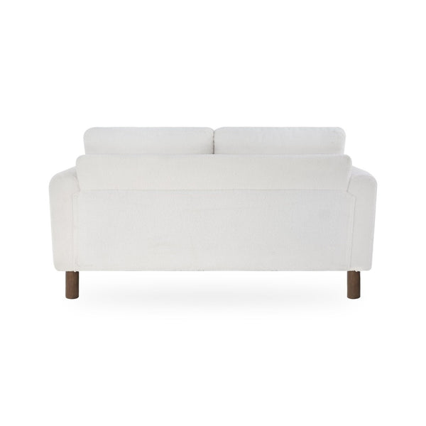 English Elm Comfy Mid-century Modern Loveseat with Walnut Legs Teddy Fabric 2-seat Small Space Sofa White W2308P463600