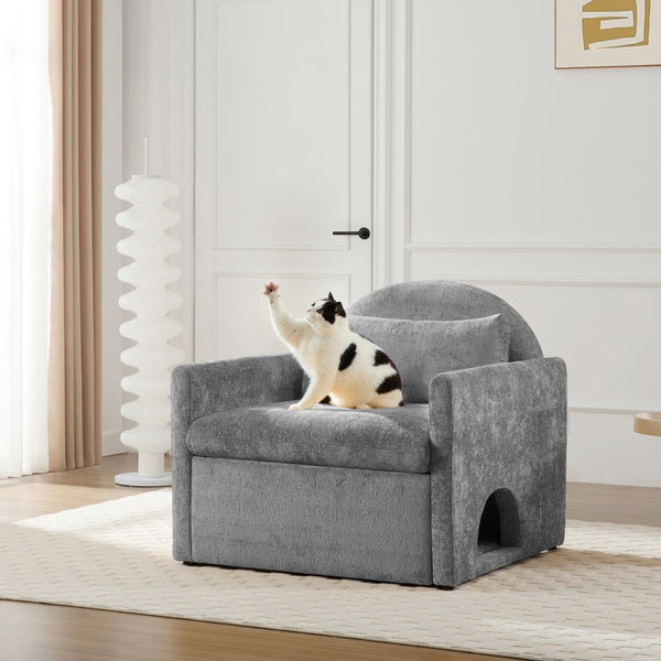 English Elm Modern Chenille Oversized Armchair With Pet-Friendly Nook | Perfect For Cozy Living Rooms & Bedrooms W2997P294104