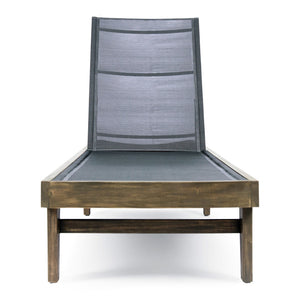 English Elm Summerland Acacia Wood Outdoor Chaise Lounge with Breathable Mesh Seat for Patio 60018.00DGY