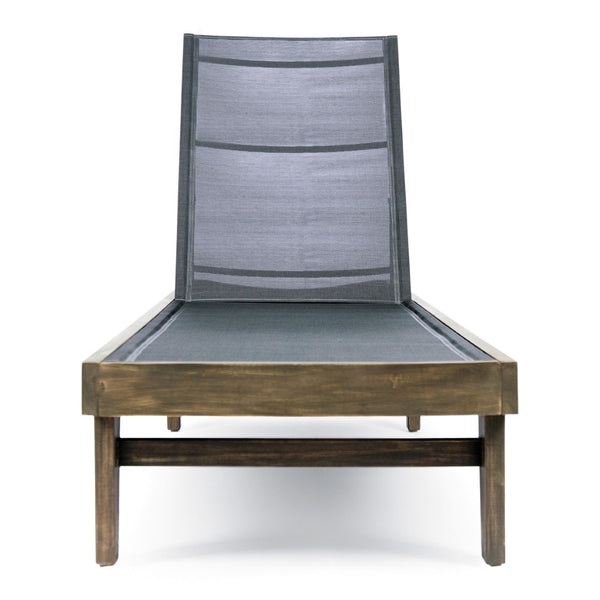 English Elm Summerland Acacia Wood Outdoor Chaise Lounge with Breathable Mesh Seat for Patio 60018.00DGY