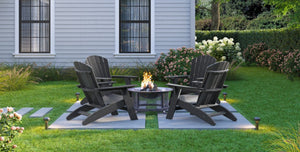 English Elm Adirondack Hdpe Poly Lumber Chair with Cup Holder for Patio Garden Poolside Black B195P198766