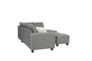 English Elm Beautiful 3-pcs Sectional Sofa with Reversible Chaise and Storage Ottoman Plush Summer Hues Comfort Steel Gray 76 L x 35 W x 16 H B011S01054