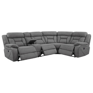 English Elm Barton Power Reclining Sectional with Gel Foam and Faux Suede for Media Rooms B062S01554