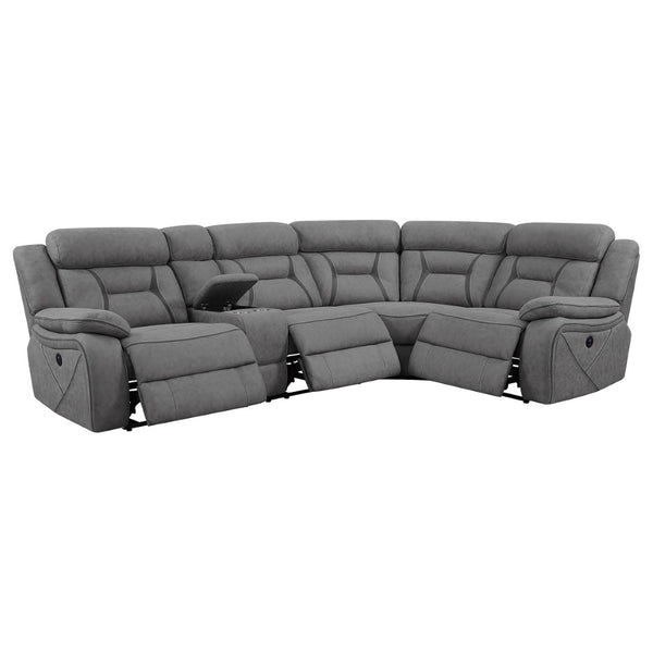 English Elm Barton Power Reclining Sectional with Gel Foam and Faux Suede for Media Rooms B062S01554