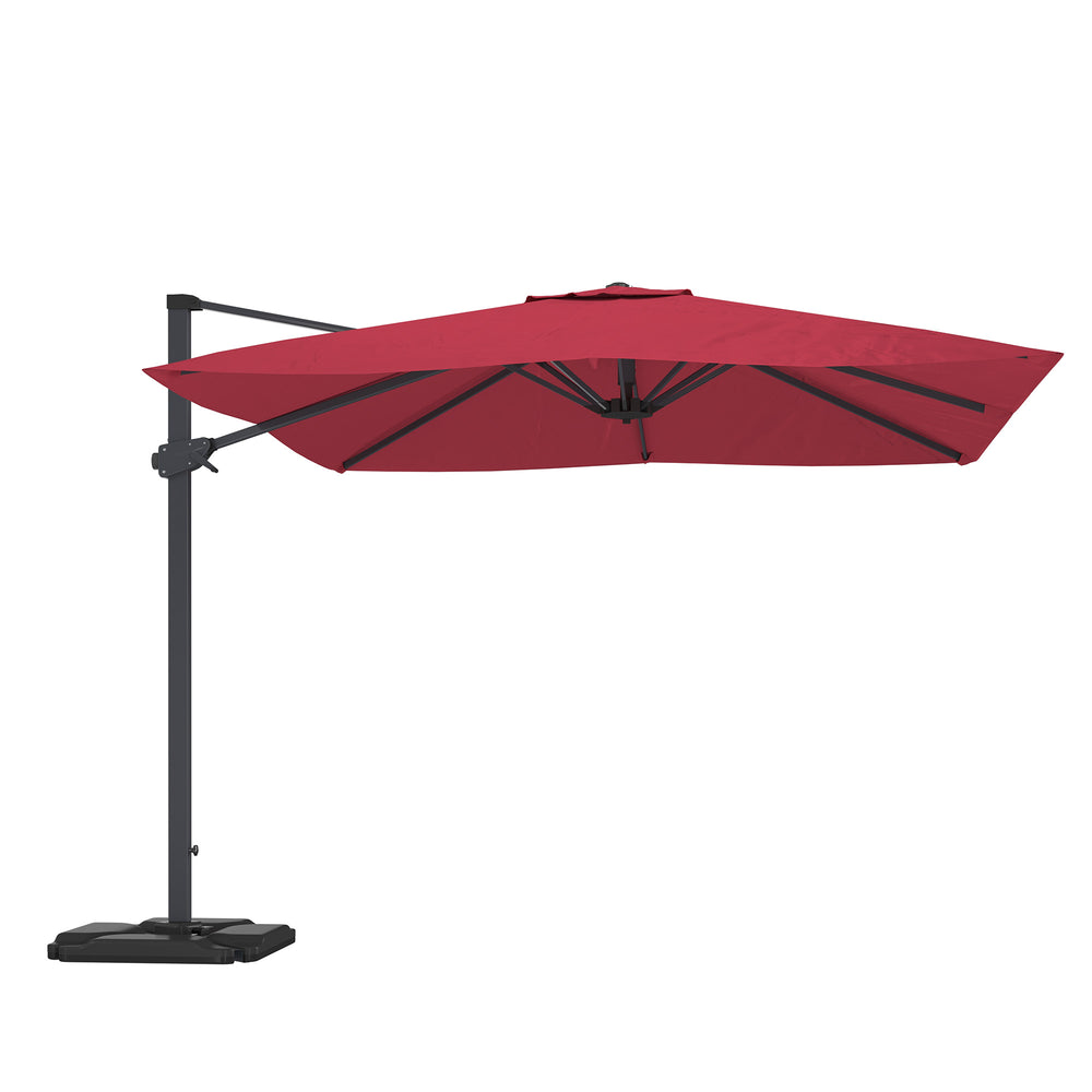 English Elm 10FT Square Cantilever Patio Umbrella Red – UV50+ 10x10ft Shade, 200g Polyester, 360° Rotating Cantilever T3609P352402