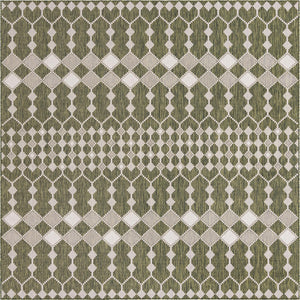 Unique Loom Outdoor Trellis Traliccio Machine Made Trellis Rug Green, Ivory 10' 0" x 10' 0"