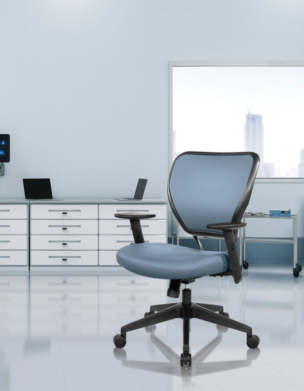 OSP Home Furnishings Silver Ion Antimicrobial Ergonomic Office Chair with Lumbar Support and Adjustable Arms Blue 5500D-R105